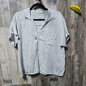Gigi Moda Grey Linen Top